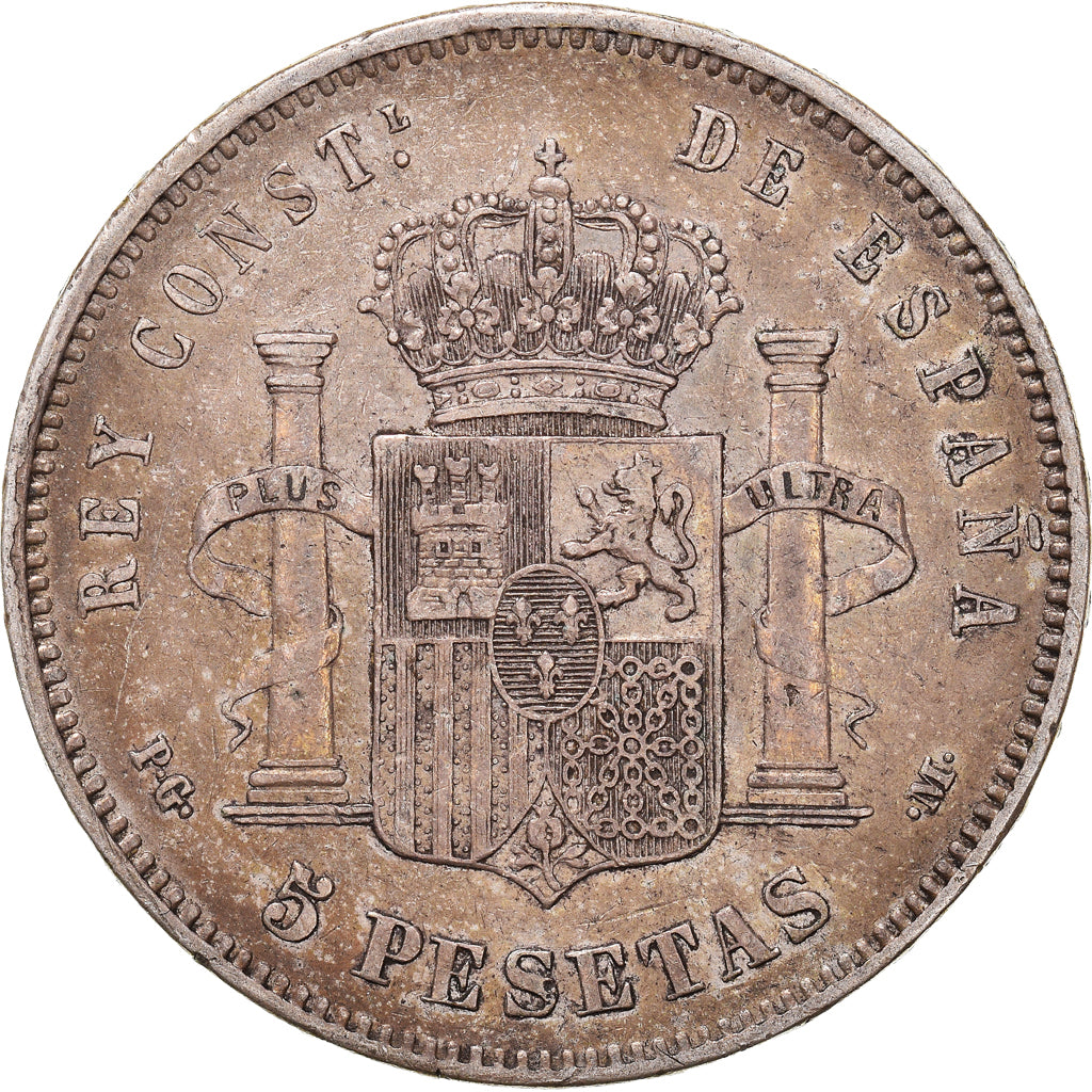 Coin, Spain, Alfonso XIII, 5 Pesetas, 1892, Madrid, AU(50-53), Silver, KM:689
