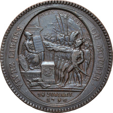 Moeda, França, Monneron, 5 Sols, 1792, Birmingham, AU(55-58), Bronze, KM:Tn31