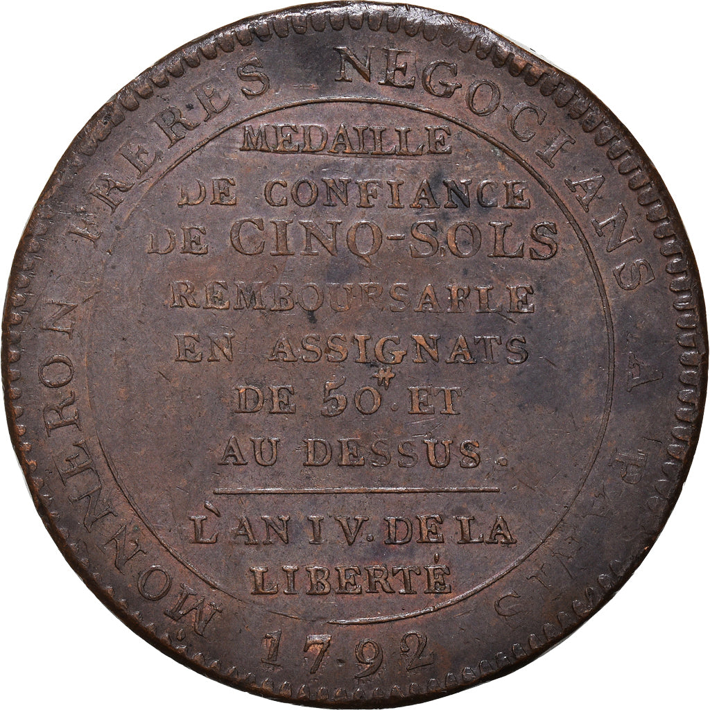 Monnaie, France, Monneron, 5 Sols, 1792, Birmingham, SUP, Bronze, KM:Tn31
