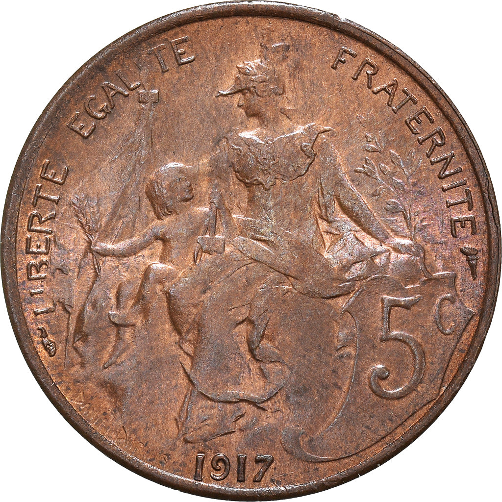 Munten, Frankrijk, Dupuis, 5 Centimes, 1917, Paris, UNC-, Bronzen, KM:842
