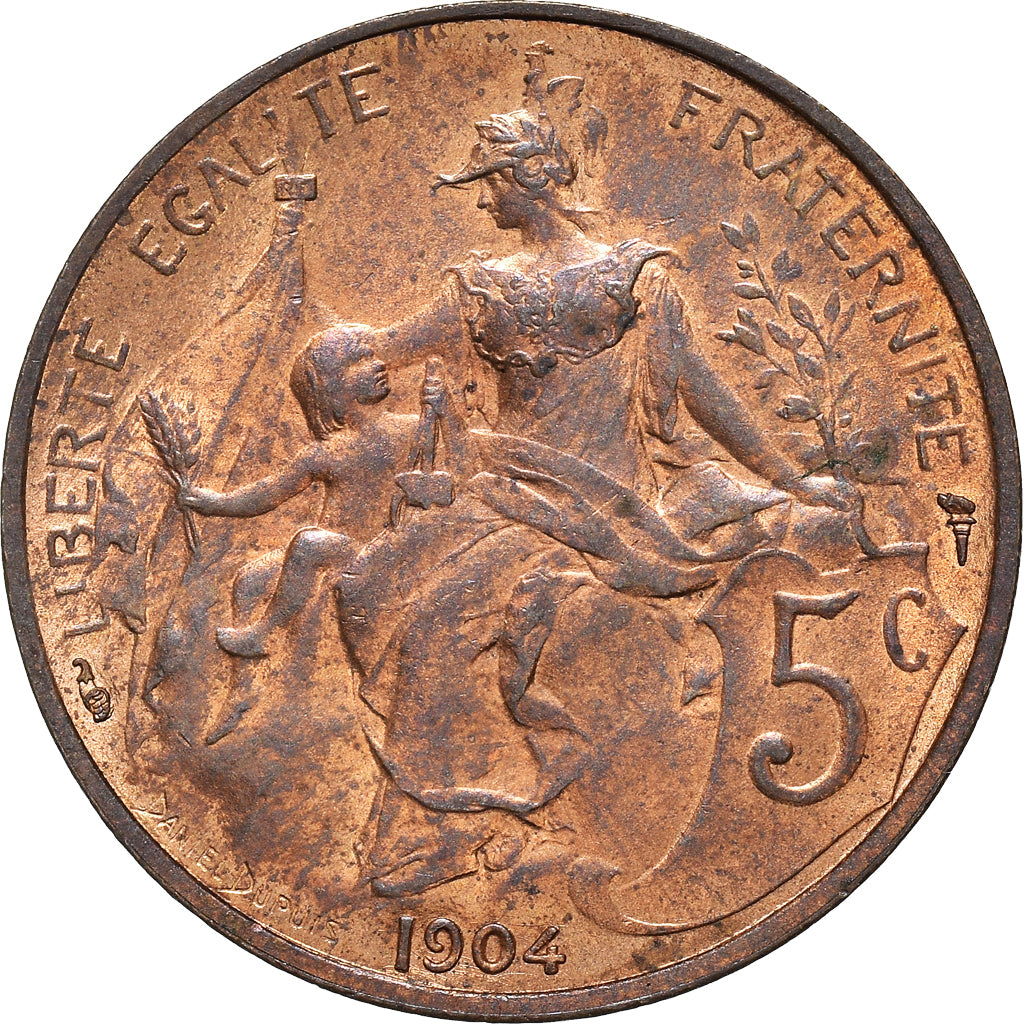 Munten, Frankrijk, Dupuis, 5 Centimes, 1904, Paris, PR+, Bronzen, KM:842