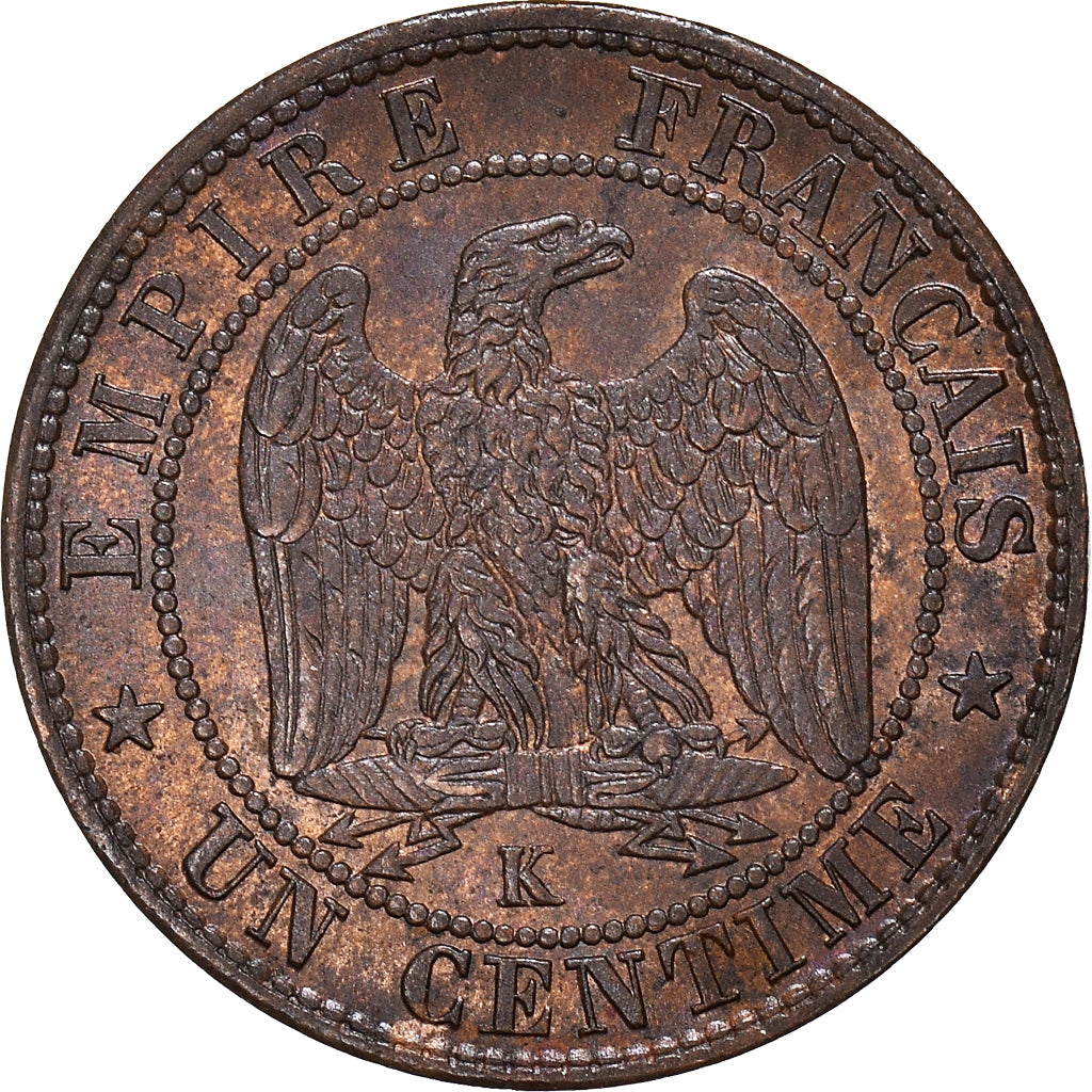 Moeda, França, Napoleon III, Napoléon III, Centime, 1854, Bordeaux, AU(55-58)