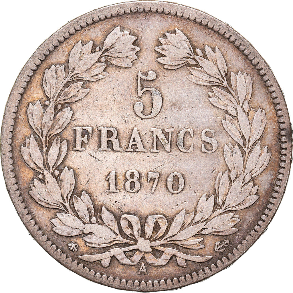 Coin, France, Cérès, 5 Francs, 1870, Paris, VF(30-35), Silver, KM:818.1