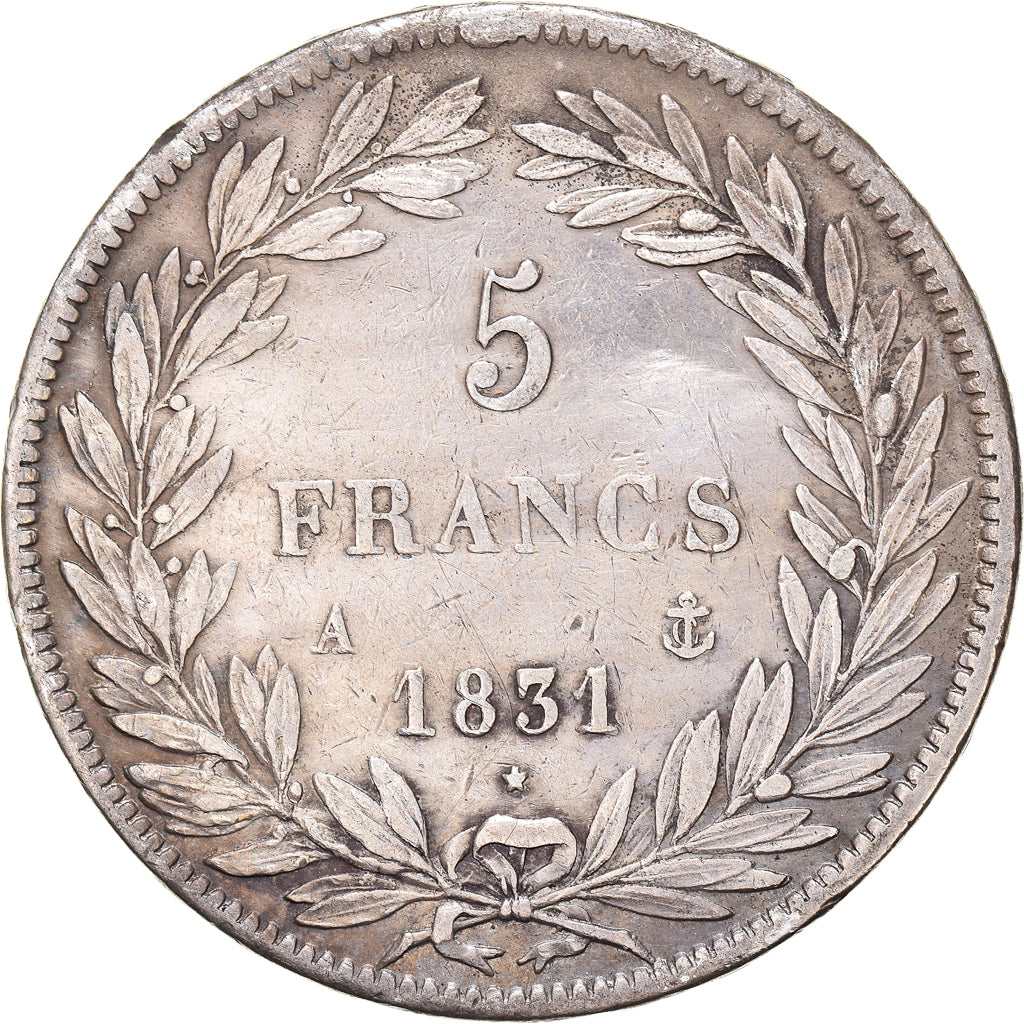 Coin, France, Louis-Philippe, 5 Francs, 1831, Paris, EF(40-45), Silver