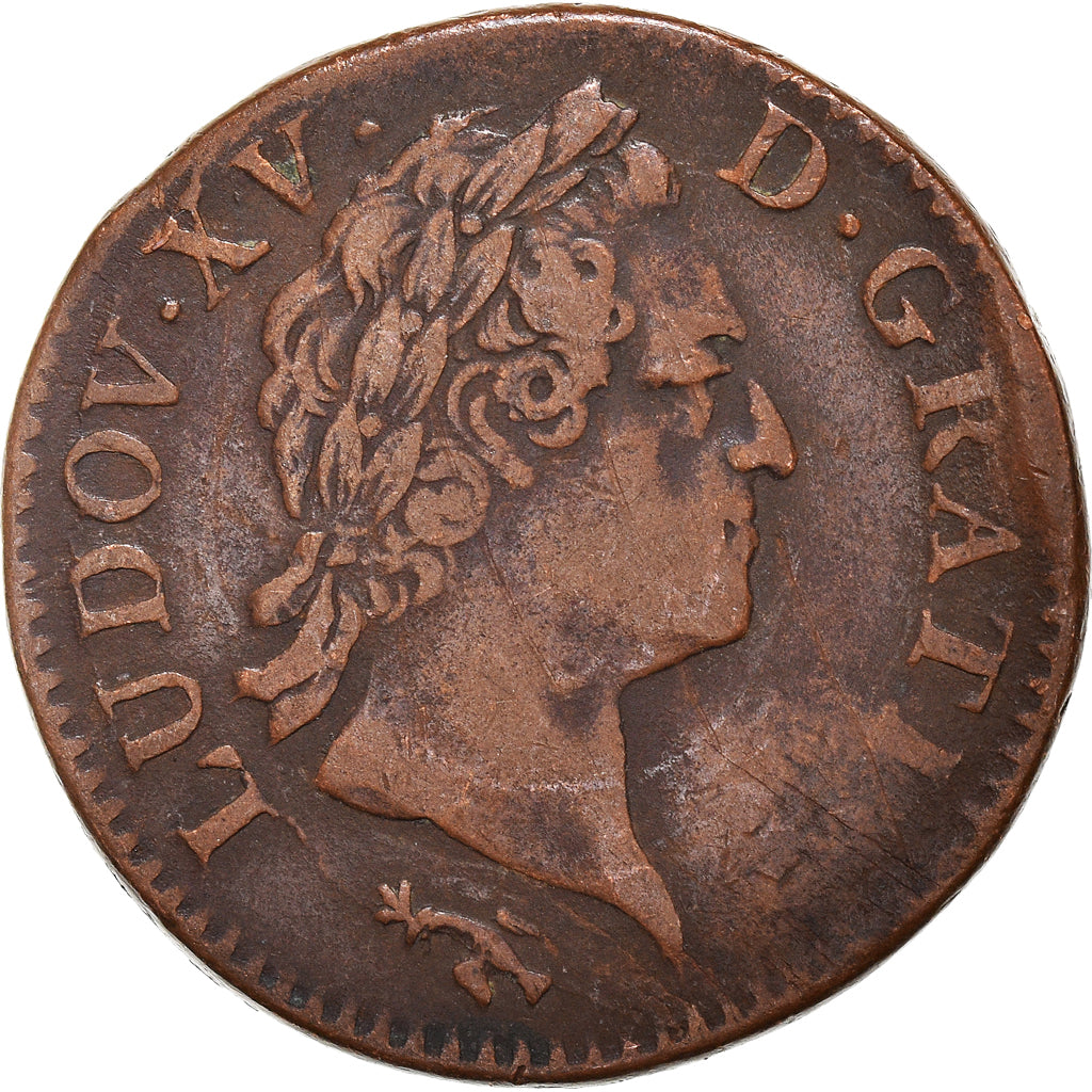 Moeda, França, Louis XV, Sol à la vieille tête, Sol, 1769, Besan, EF(40-45)
