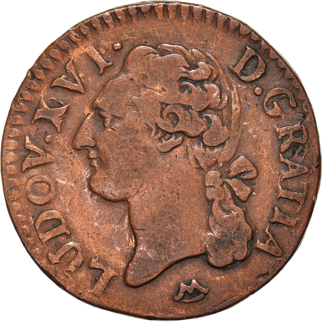 Munten, Frankrijk, Louis XVI, 1/2 Sol ou 1/2 sou, 1/2 Sol, 1790, Montpellier
