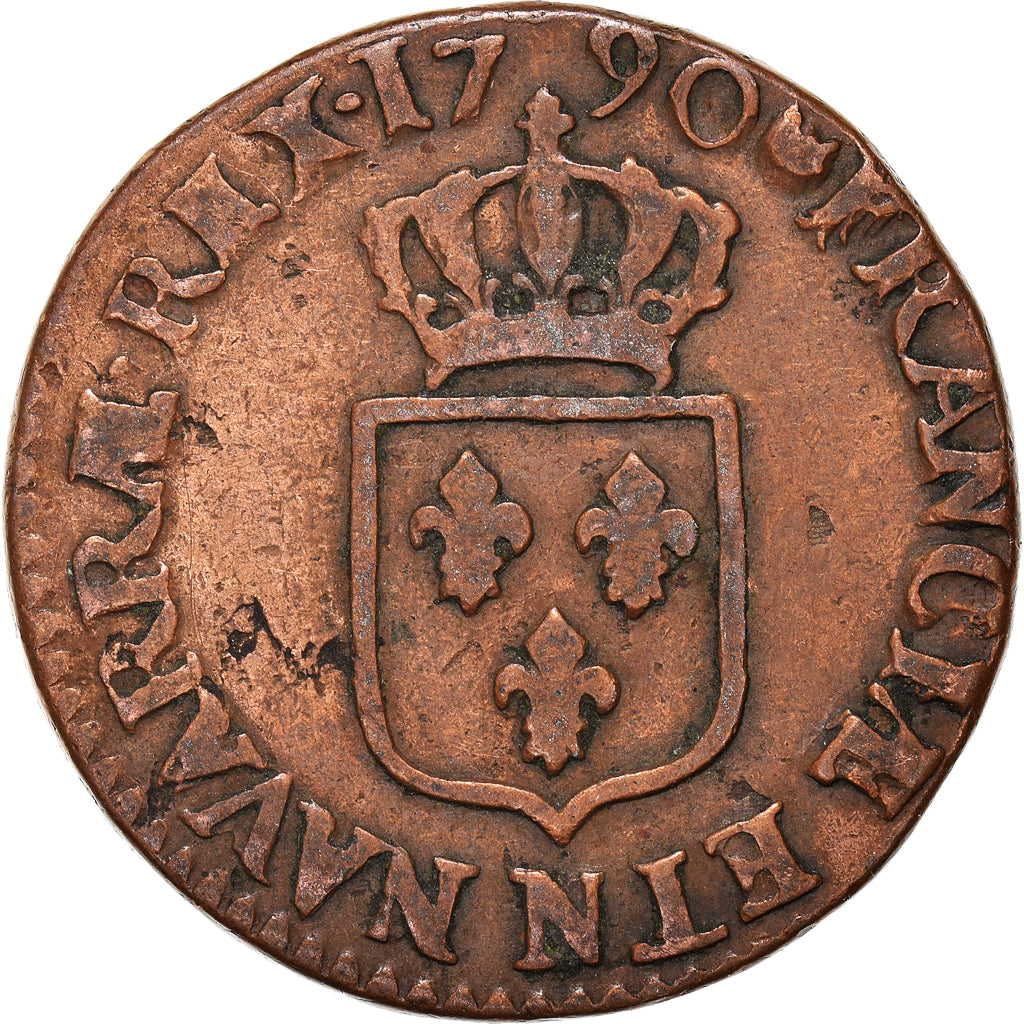 Munten, Frankrijk, Louis XVI, 1/2 Sol ou 1/2 sou, 1/2 Sol, 1790, Montpellier