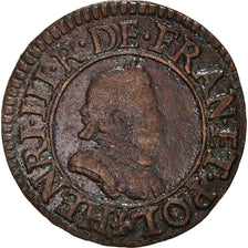 Coin, France, Henri III, Denier Tournois, 1583, Paris, VF(30-35), Copper