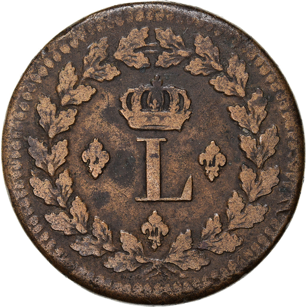 Coin, France, Louis XVIII, Decime, 1814, Strasbourg, VF(30-35), Bronze, KM:701