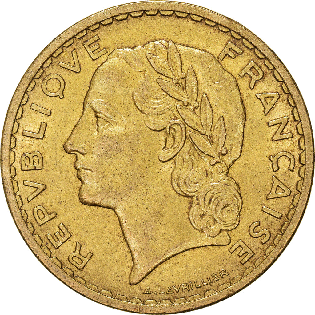 Munten, Frankrijk, Lavrillier, 5 Francs, 1938, ZF, Aluminum-Bronze, KM:888a.1