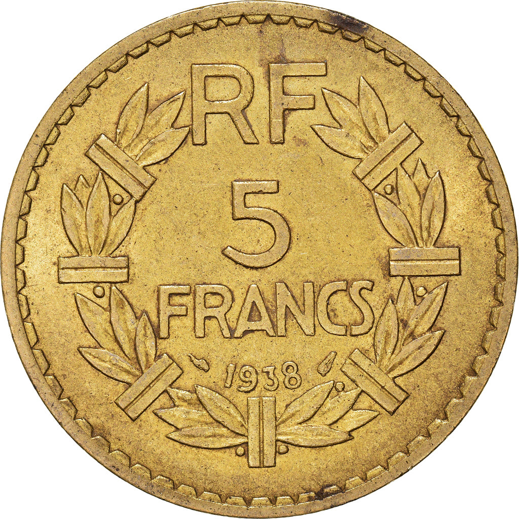 Munten, Frankrijk, Lavrillier, 5 Francs, 1938, ZF, Aluminum-Bronze, KM:888a.1
