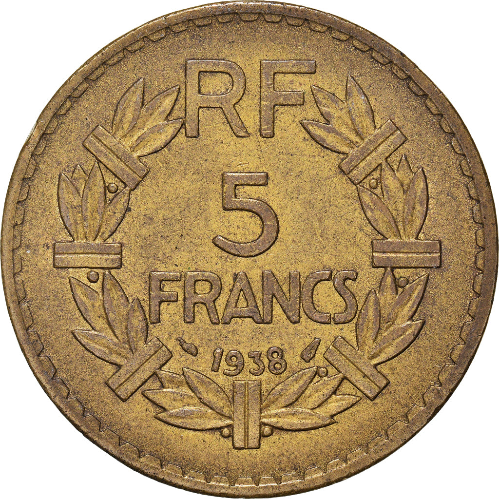 Munten, Frankrijk, Lavrillier, 5 Francs, 1938, ZF, Aluminum-Bronze, KM:888a.1