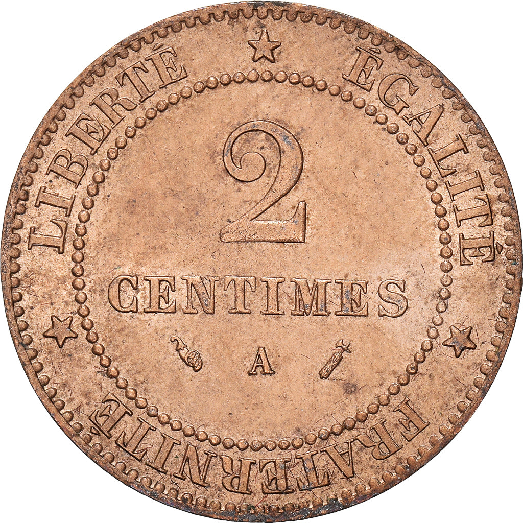 Munten, Frankrijk, Cérès, 2 Centimes, 1883, Paris, ZF+, Bronzen, KM:827.1