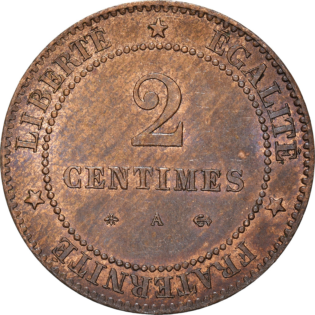 Coin, France, Cérès, 2 Centimes, 1879, Paris, Petit A, AU(55-58), Bronze