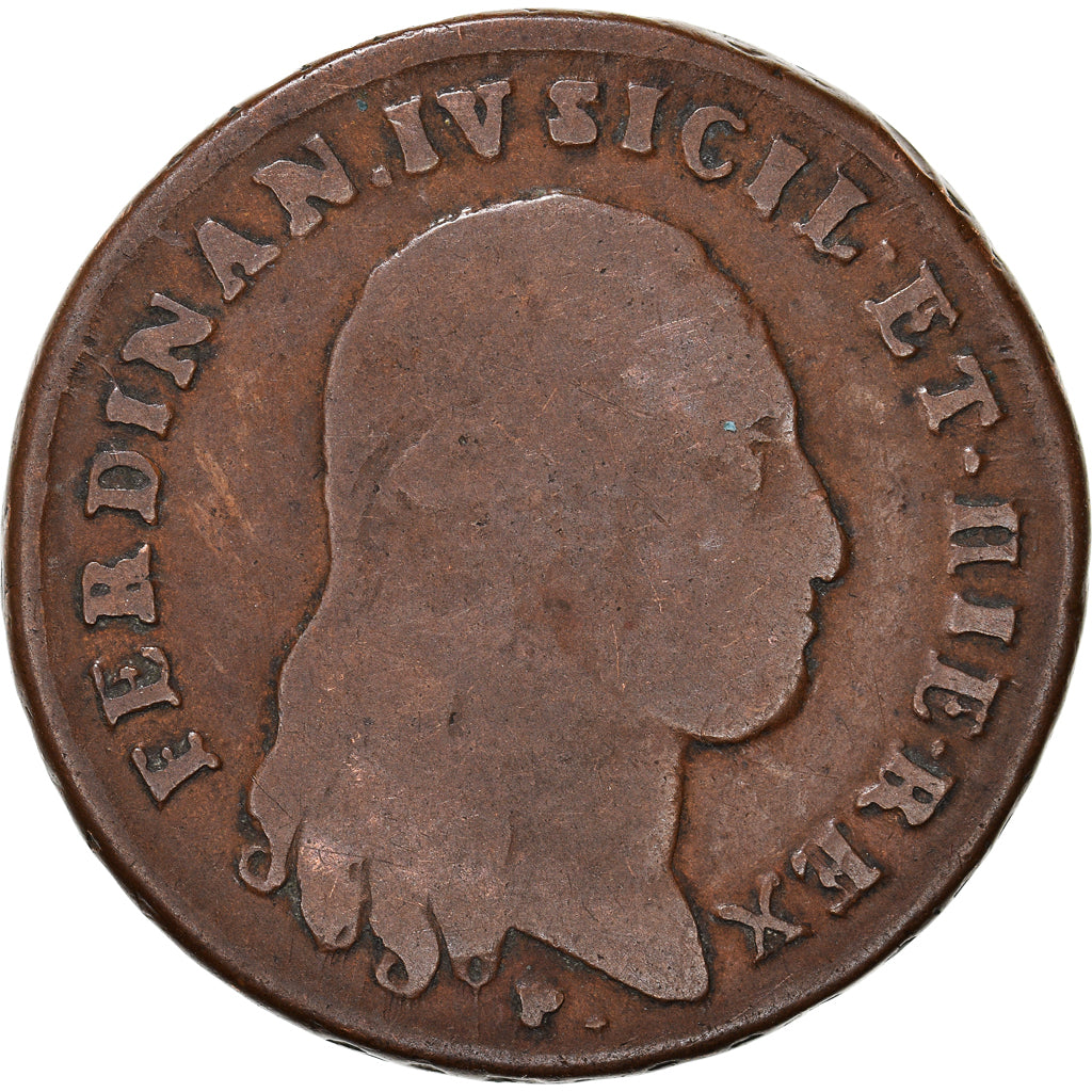 Moneda, Estados italianos, NAPLES, Ferdinando IV, 6 Tornesi, 1801, BC, Cobre