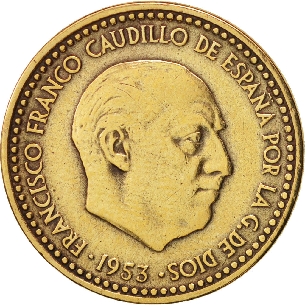 Moneta, Spagna, Francisco Franco, caudillo, Peseta, 1953, BB, Alluminio-bronzo