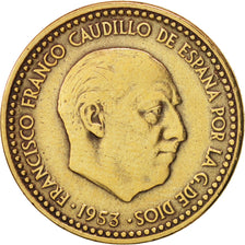 Moneta, Spagna, Francisco Franco, caudillo, Peseta, 1953, BB, Alluminio-bronzo