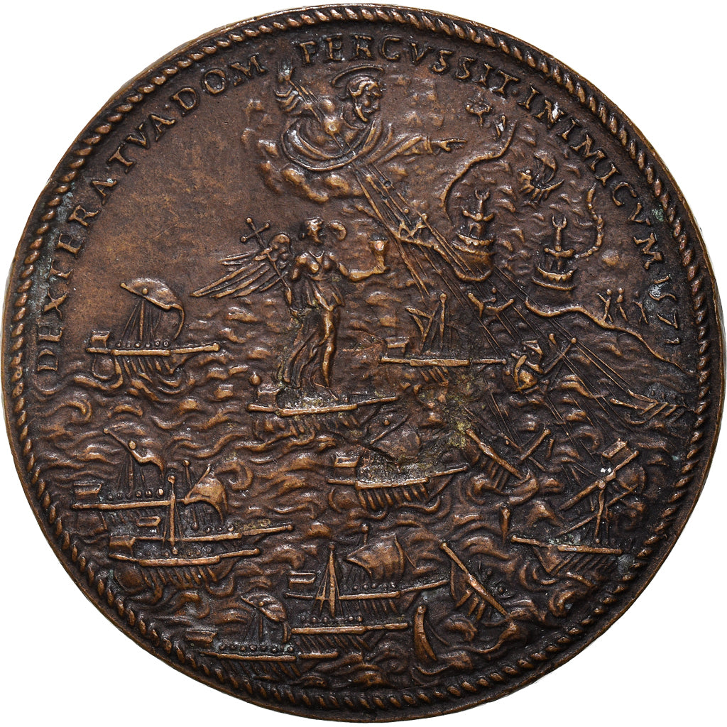 Vaticano, medalla, Pius V, Battle of Lepanto, 1571, Gian Federigo Bonzagni, EBC