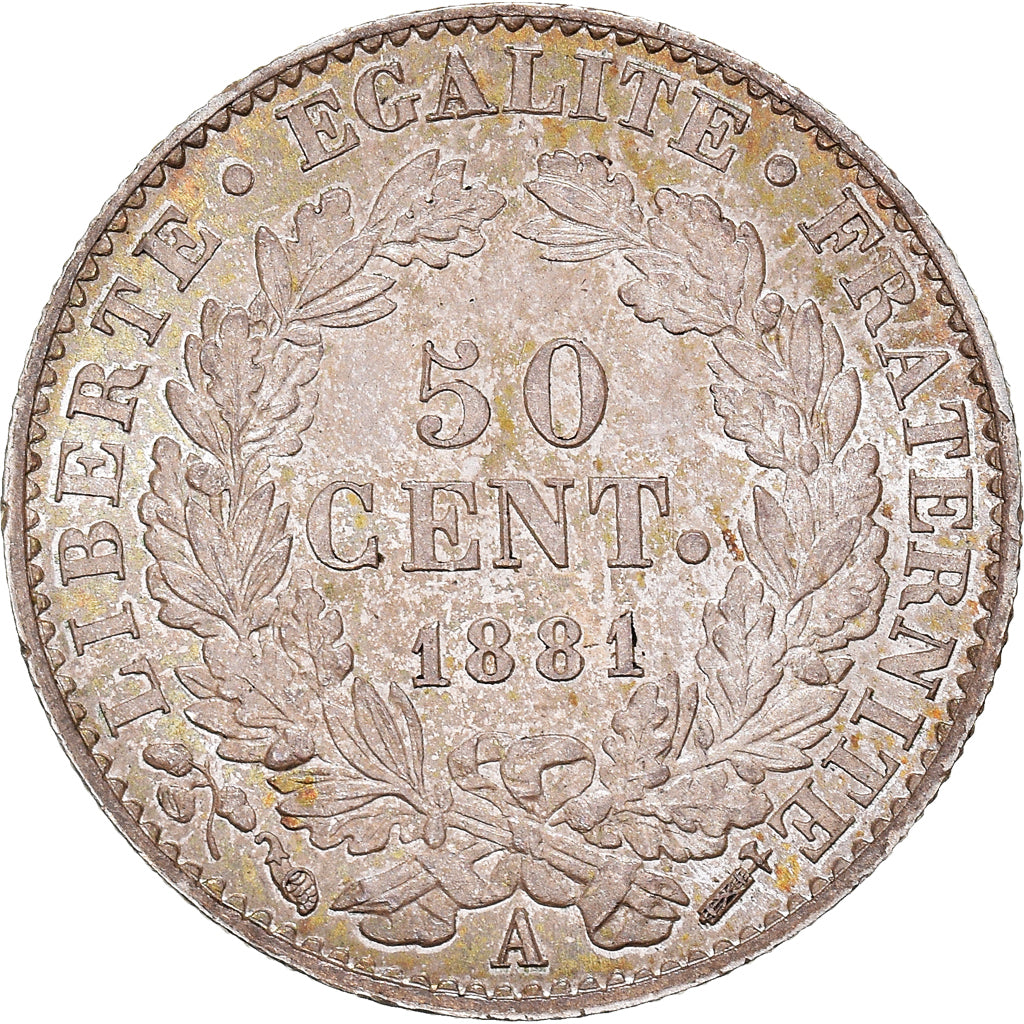 Münze, Frankreich, Cérès, 50 Centimes, 1881, Paris, UNZ, Silber, KM:834.1