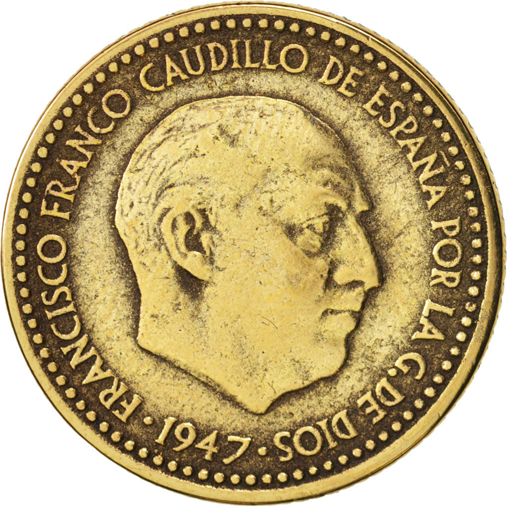 Spagna, Francisco Franco, caudillo, Peseta, 1947, BB, Alluminio-bronzo, KM:775