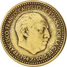 Spagna, Francisco Franco, caudillo, Peseta, 1947, BB, Alluminio-bronzo, KM:775