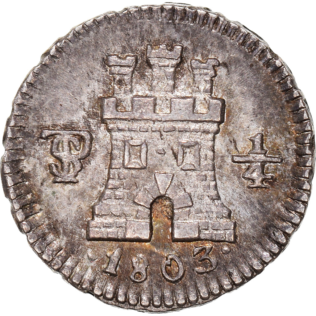 Coin, Bolivia, Charles IIII, 1/4 Réal, 1803, Potosi, AU(55-58), Silver, KM:82