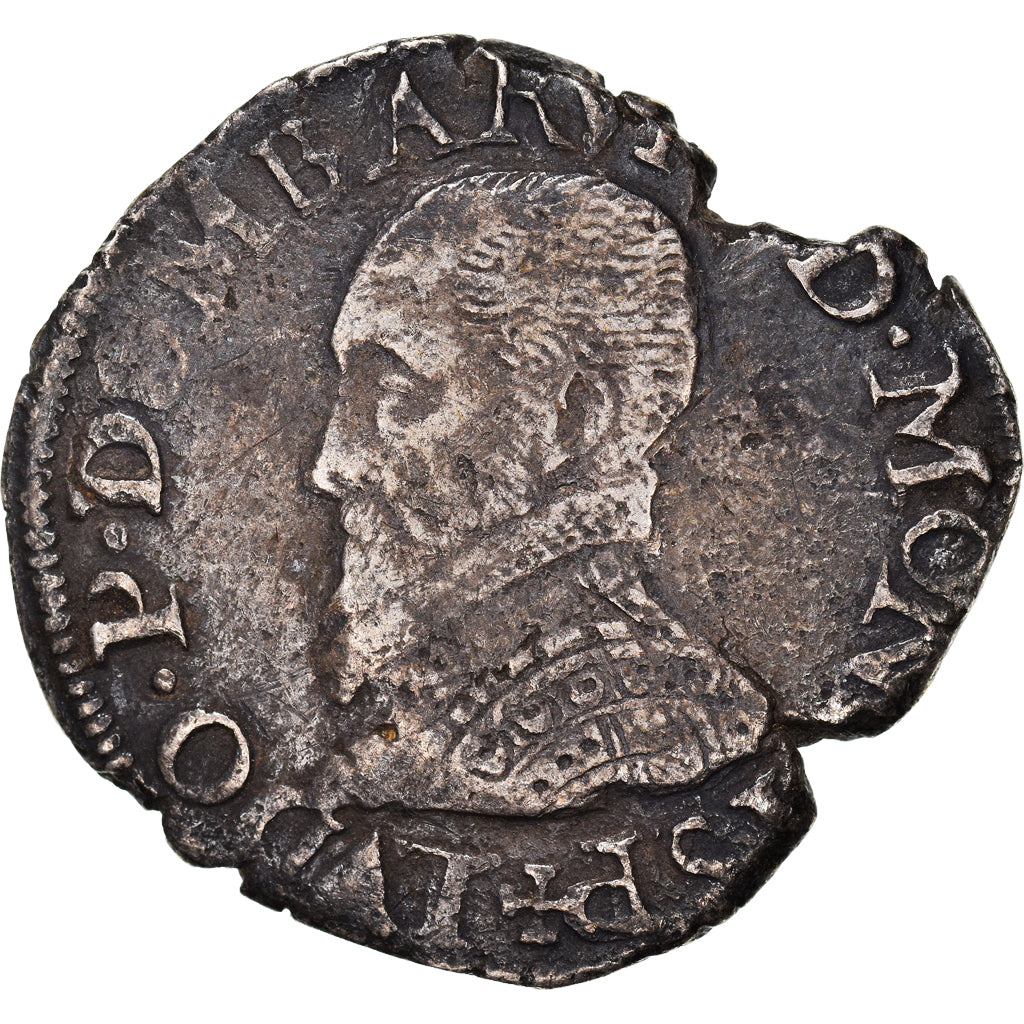Coin, France, DOMBES, Louis II, Teston, 1577, Trévoux, VF(30-35), Silver