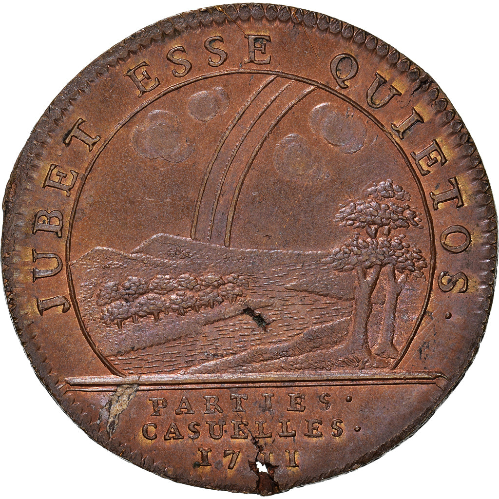 France, Token, Louis XIV, Parties et Revenus Casuels, 1711, MS(60-62), Copper