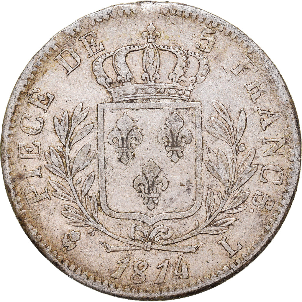 Monnaie, France, Louis XVIII, Louis XVIII, 5 Francs, 1814, Bayonne, TB+, Argent