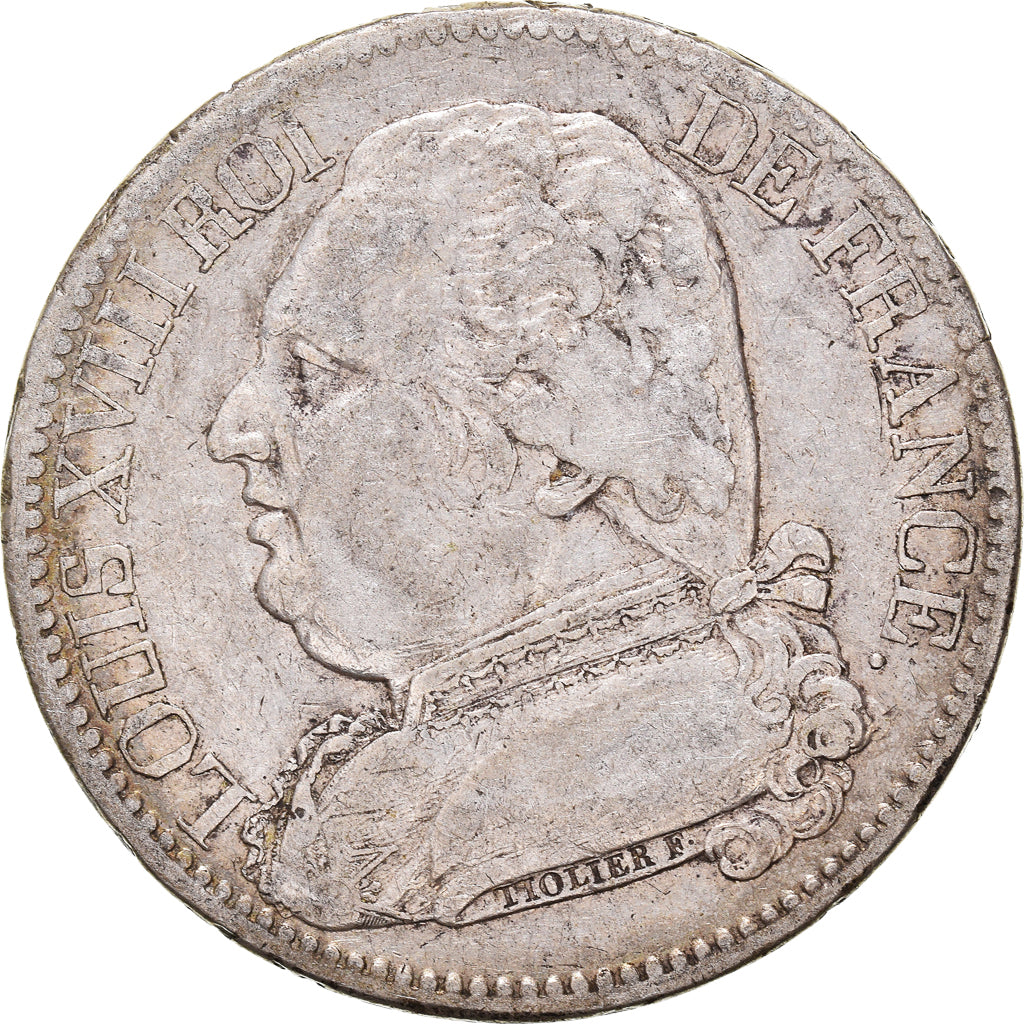 Coin, France, Louis XVIII, Louis XVIII, 5 Francs, 1814, Rouen, EF(40-45)