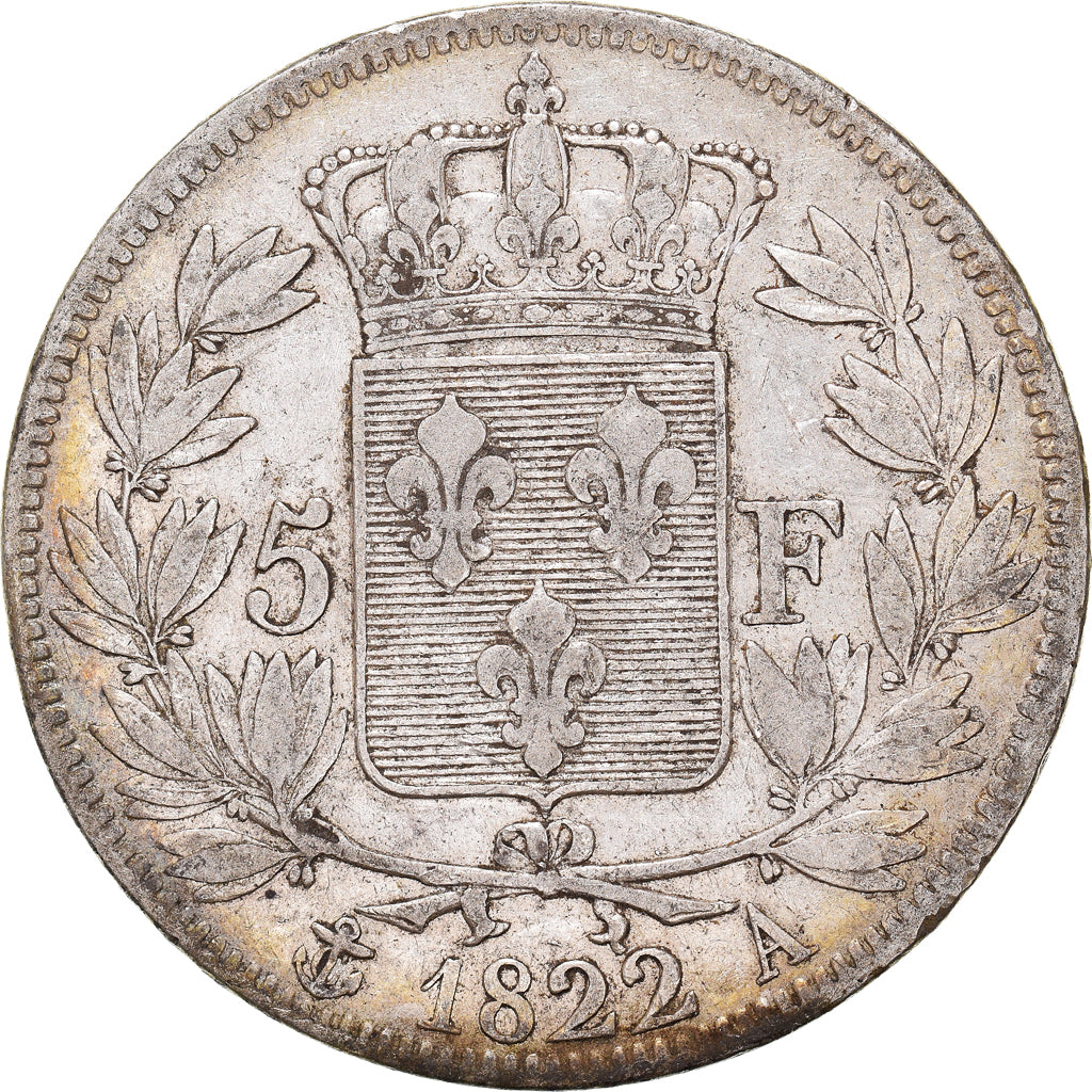 Coin, France, Louis XVIII, Louis XVIII, 5 Francs, 1822, Paris, EF(40-45)