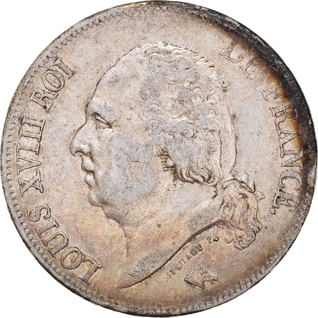 Moneda, Francia, Louis XVIII, 5 Francs, 1824, Paris, MBC, Plata, KM:711.1