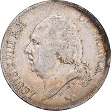 Moneda, Francia, Louis XVIII, 5 Francs, 1824, Paris, MBC, Plata, KM:711.1