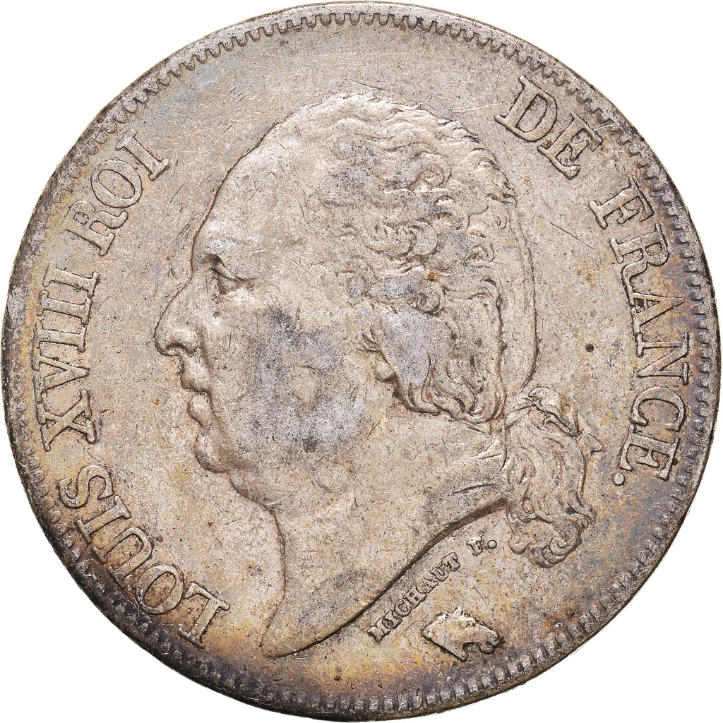 Moeda, França, Louis XVIII, 5 Francs, 1824, Paris, EF(40-45), Prata, KM:711.1