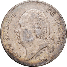 Moeda, França, Louis XVIII, 5 Francs, 1824, Paris, EF(40-45), Prata, KM:711.1