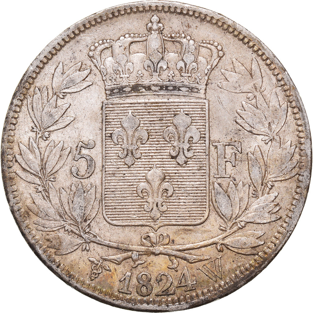 Moneta, Francia, Louis XVIII, Louis XVIII, 5 Francs, 1824, Lille, BB, Argento
