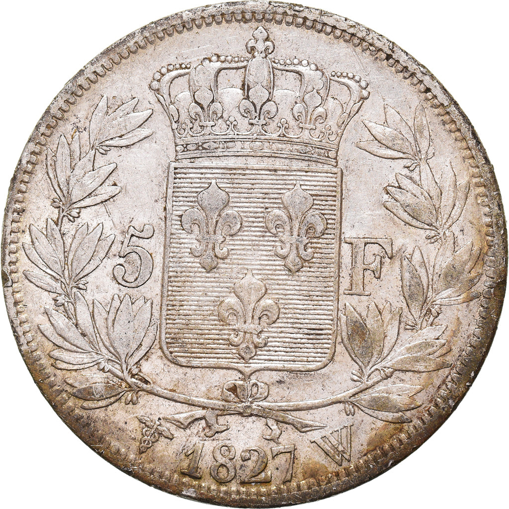 Monnaie, France, Charles X, 5 Francs, 1827, Lille, TTB, Argent, Gadoury:644