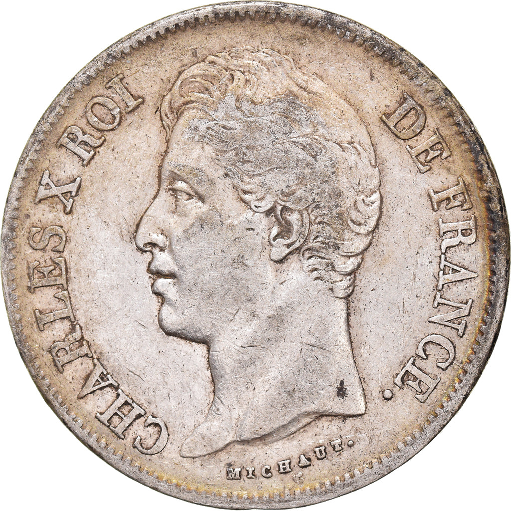 Munten, Frankrijk, Charles X, 5 Francs, 1827, Lille, ZF, Zilver, KM:728.13