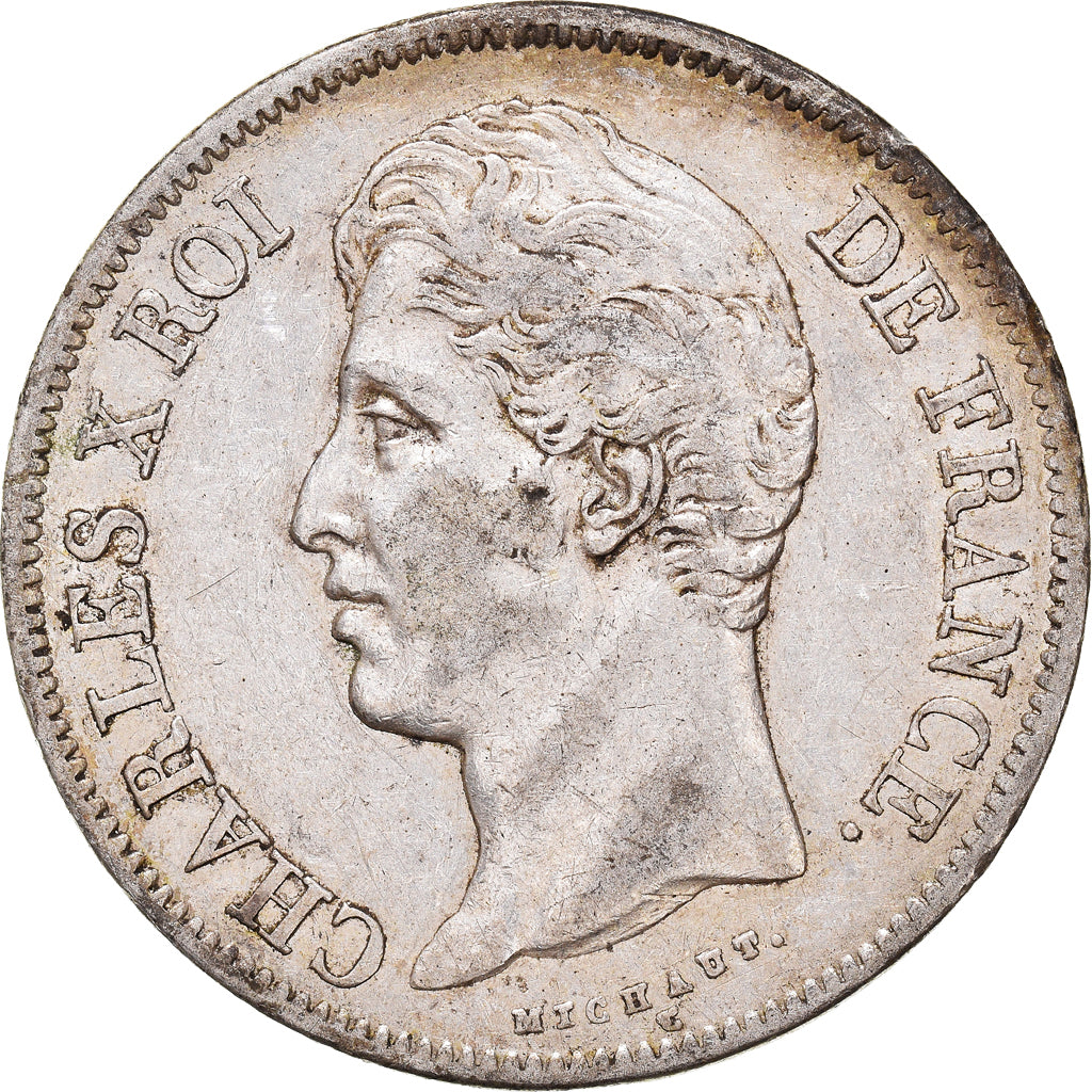 Moneta, Francia, Charles X, 5 Francs, 1828, Paris, BB, Argento, KM:728.1