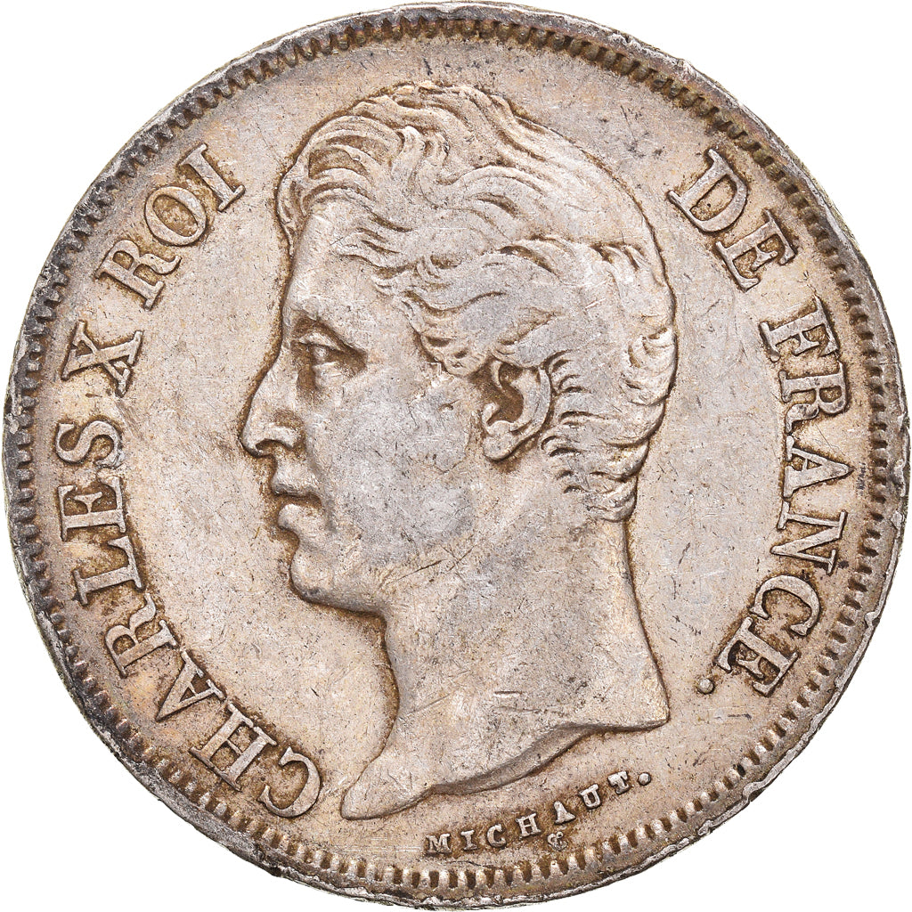 Moneda, Francia, Charles X, 5 Francs, 1830, Rouen, MBC, Plata, KM:728.2