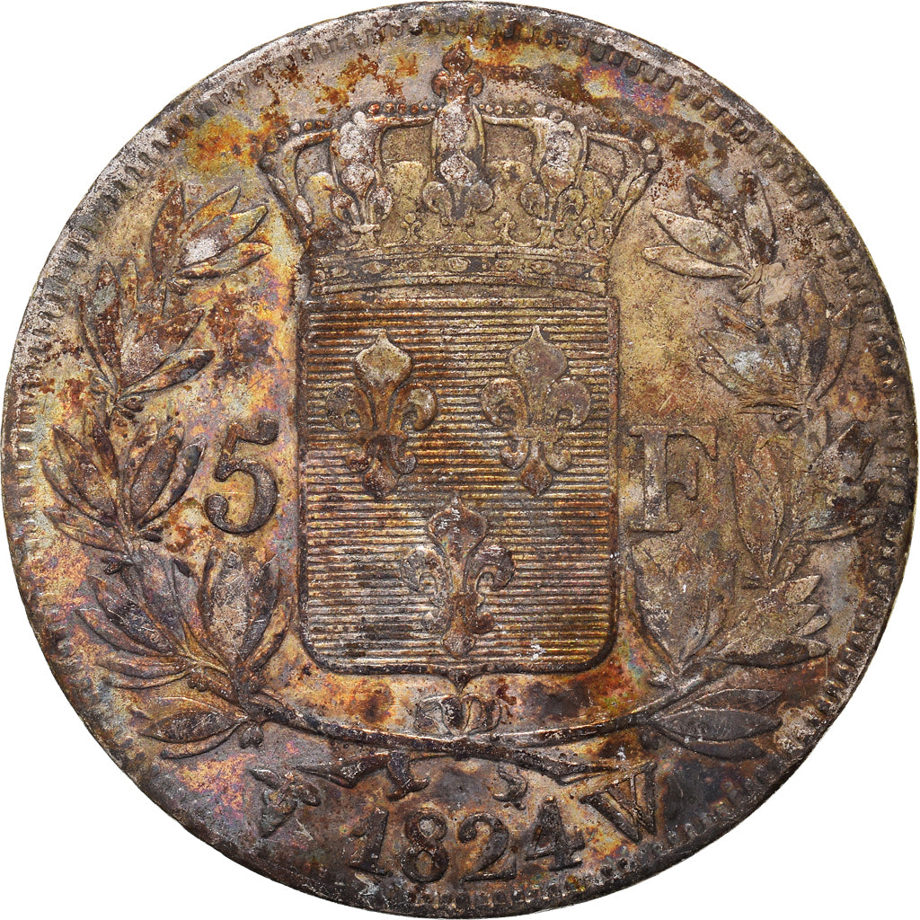 Coin, France, Louis XVIII, Louis XVIII, 5 Francs, 1824, Lille, EF(40-45)