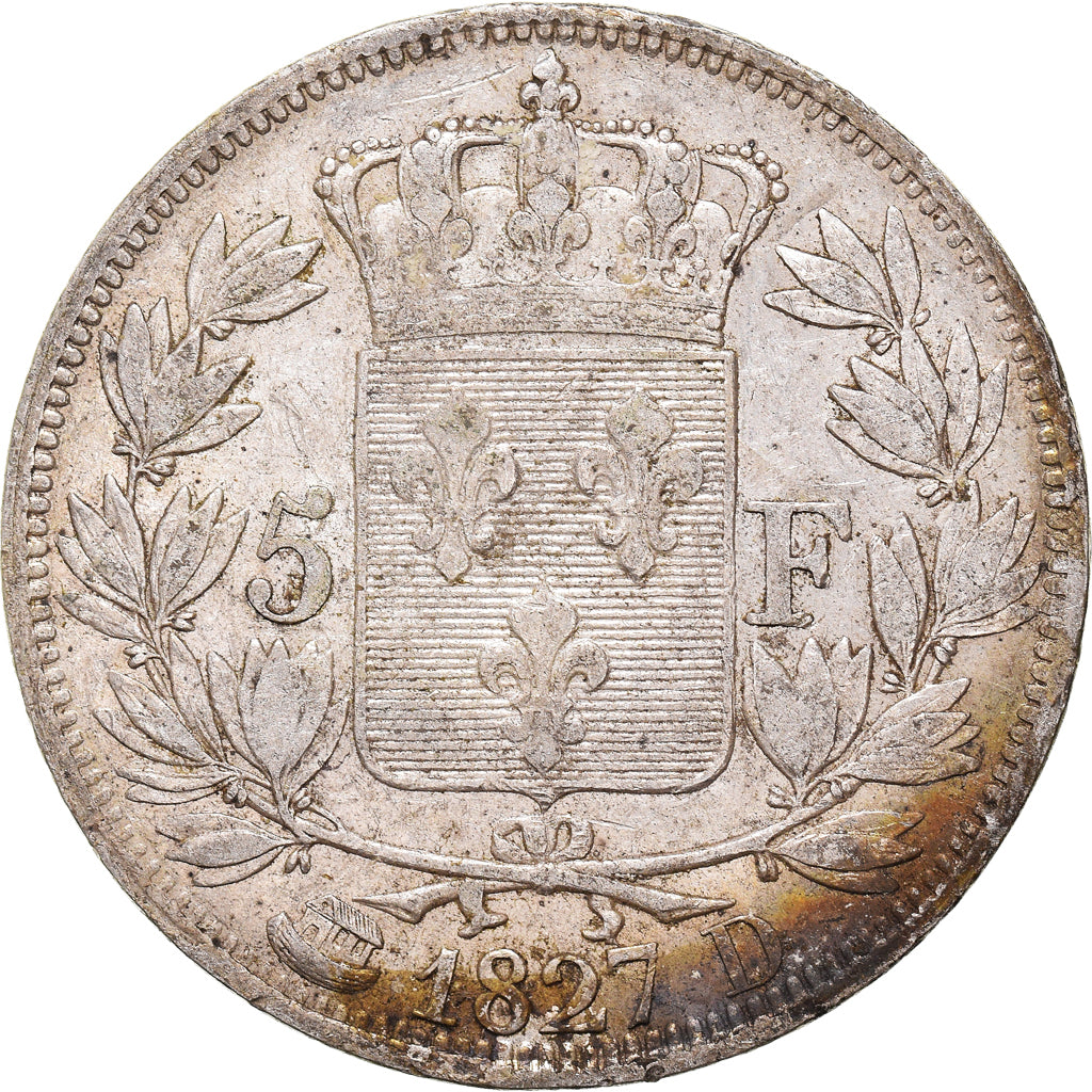 Monnaie, France, Charles X, 5 Francs, 1827, Lyon, TTB, Argent, KM:728.4