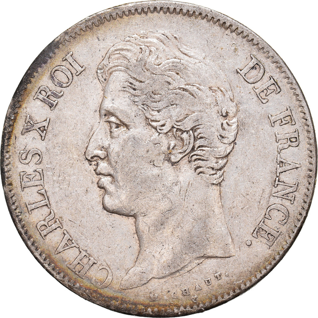 Coin, France, Charles X, 5 Francs, 1827, Marseille, EF(40-45), Silver