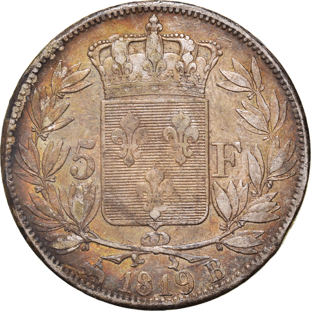 Coin, France, Louis XVIII, Louis XVIII, 5 Francs, 1819, Rouen, EF(40-45)