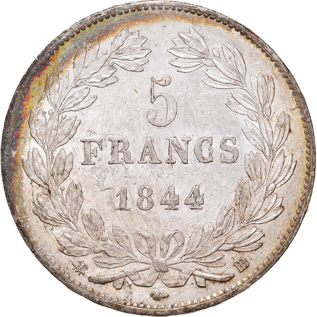 Coin, France, Louis-Philippe, 5 Francs, 1844, Strasbourg, AU(50-53), Silver