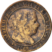 Spagna, Isabel II, 2-1/2 Centimos, 1868, B+, Rame, KM:634.2