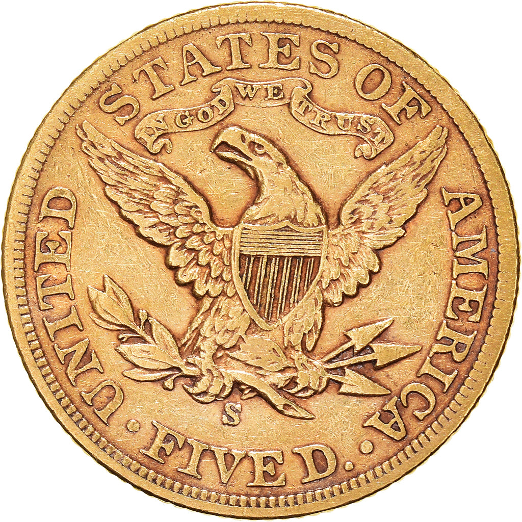 Coin, United States, Coronet Head, $5, Half Eagle, 1905, U.S. Mint, San