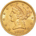 Moneta, Stati Uniti, Coronet Head, $5, Half Eagle, 1908, U.S. Mint