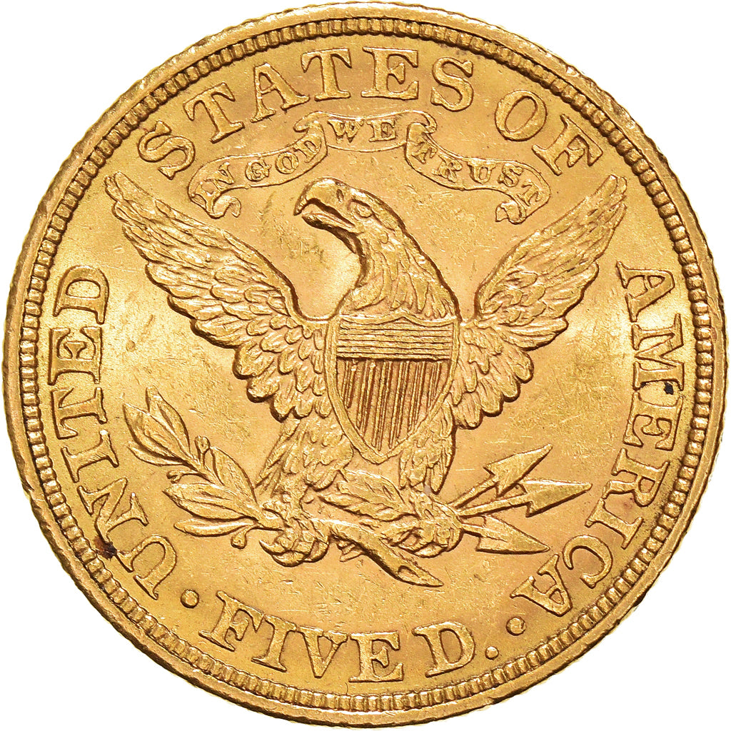 Moneta, Stati Uniti, Coronet Head, $5, Half Eagle, 1908, U.S. Mint