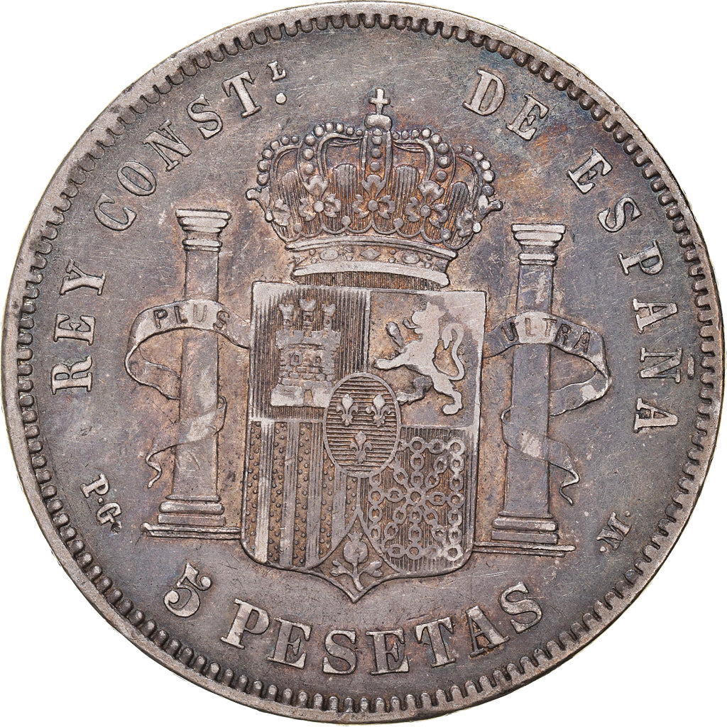 Coin, Spain, Alfonso XIII, 5 Pesetas, 1891, Madrid, VF(30-35), Silver, KM:689